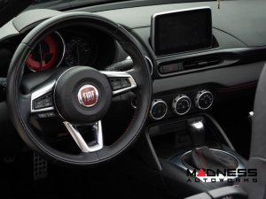 FIAT 124 Spider Gear Shift / eBrake Boot Kit - Black Italy - Black Leather w/ Red Stitching